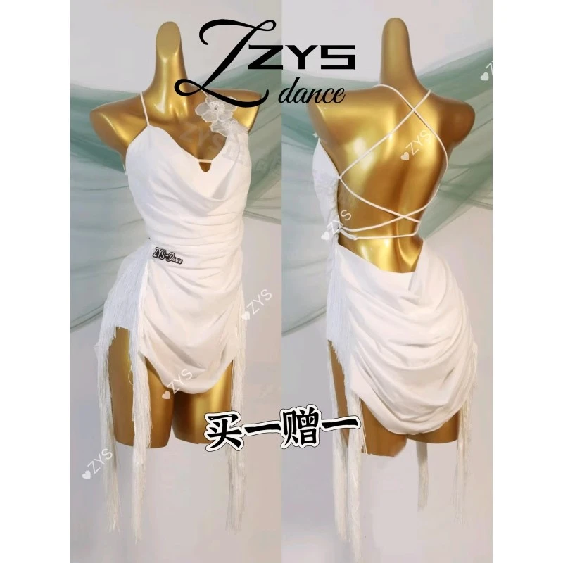 CL2025新款专业拉丁舞花服新款舞蹈服吊带拉丁舞服高端表演流苏裙