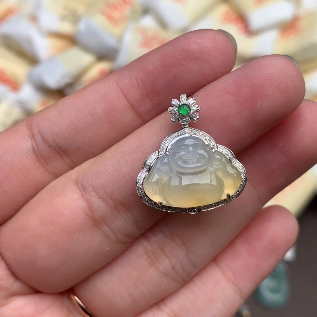 【闪购商品】翡翠挂件18K金镶嵌一