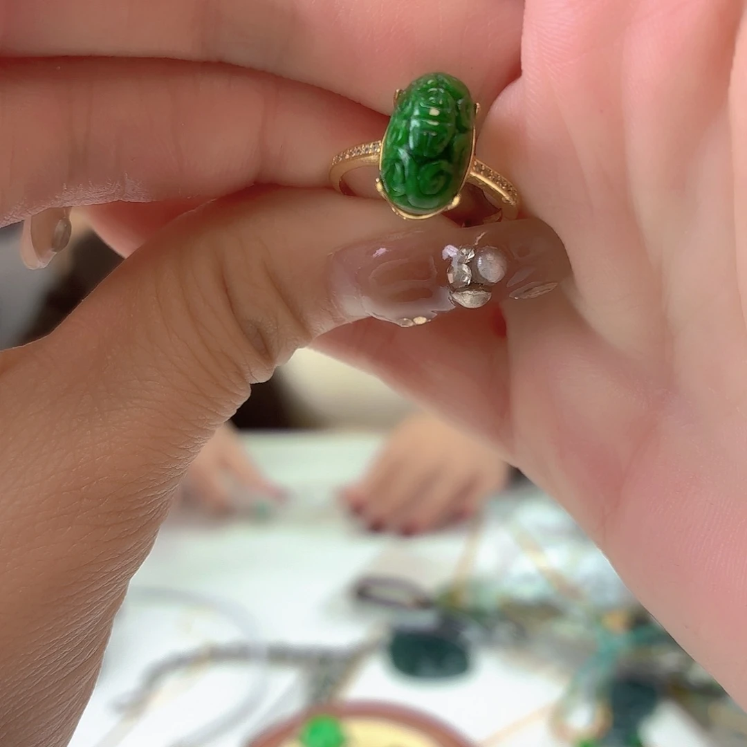 翡翠银S925镶嵌戒指翡翠