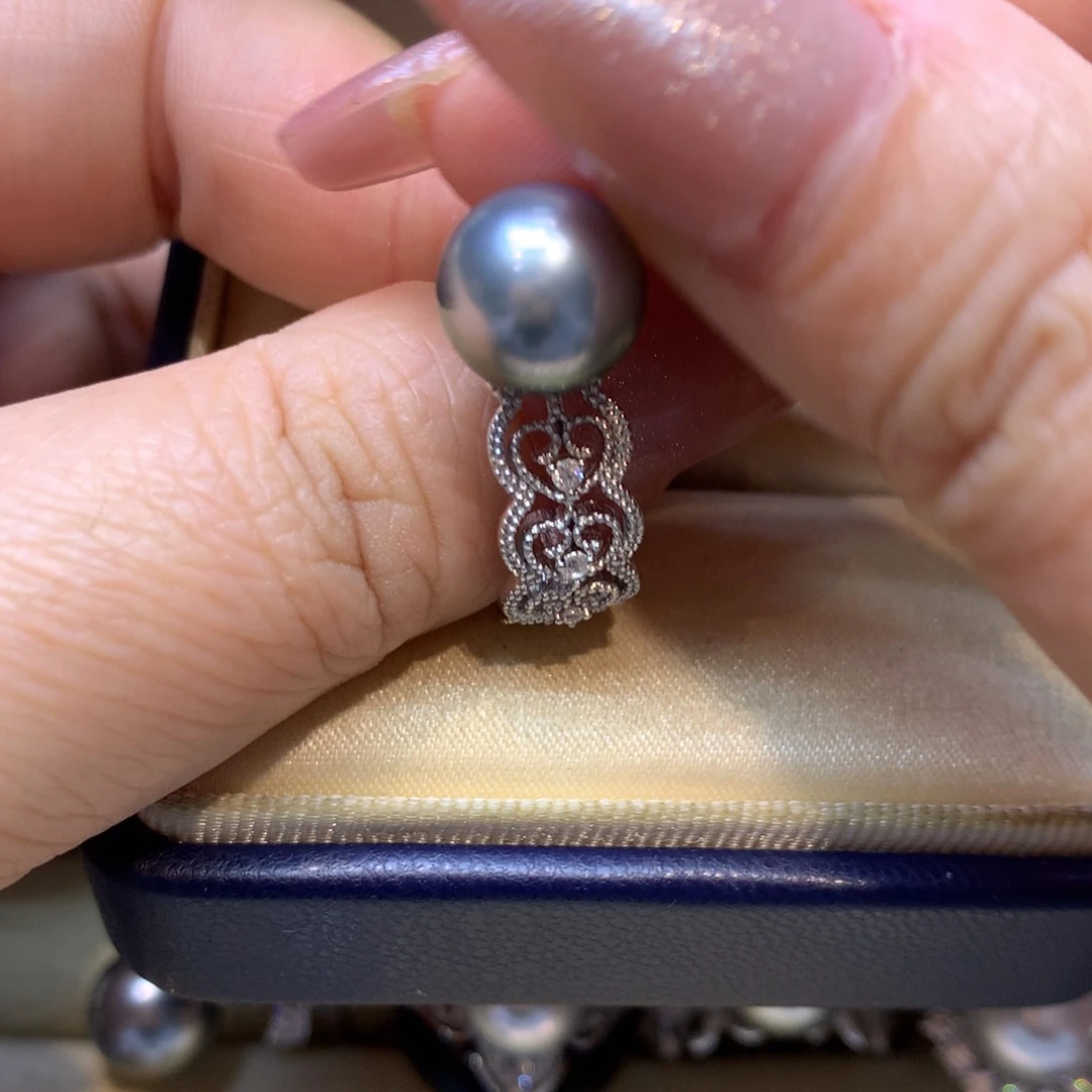 银S925镶嵌戒指海水珍珠