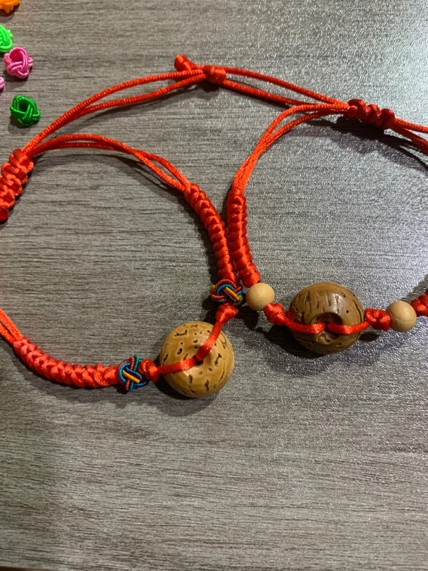 纯手工编织桃枭桃核平安扣手链儿童成人1.5左右大小