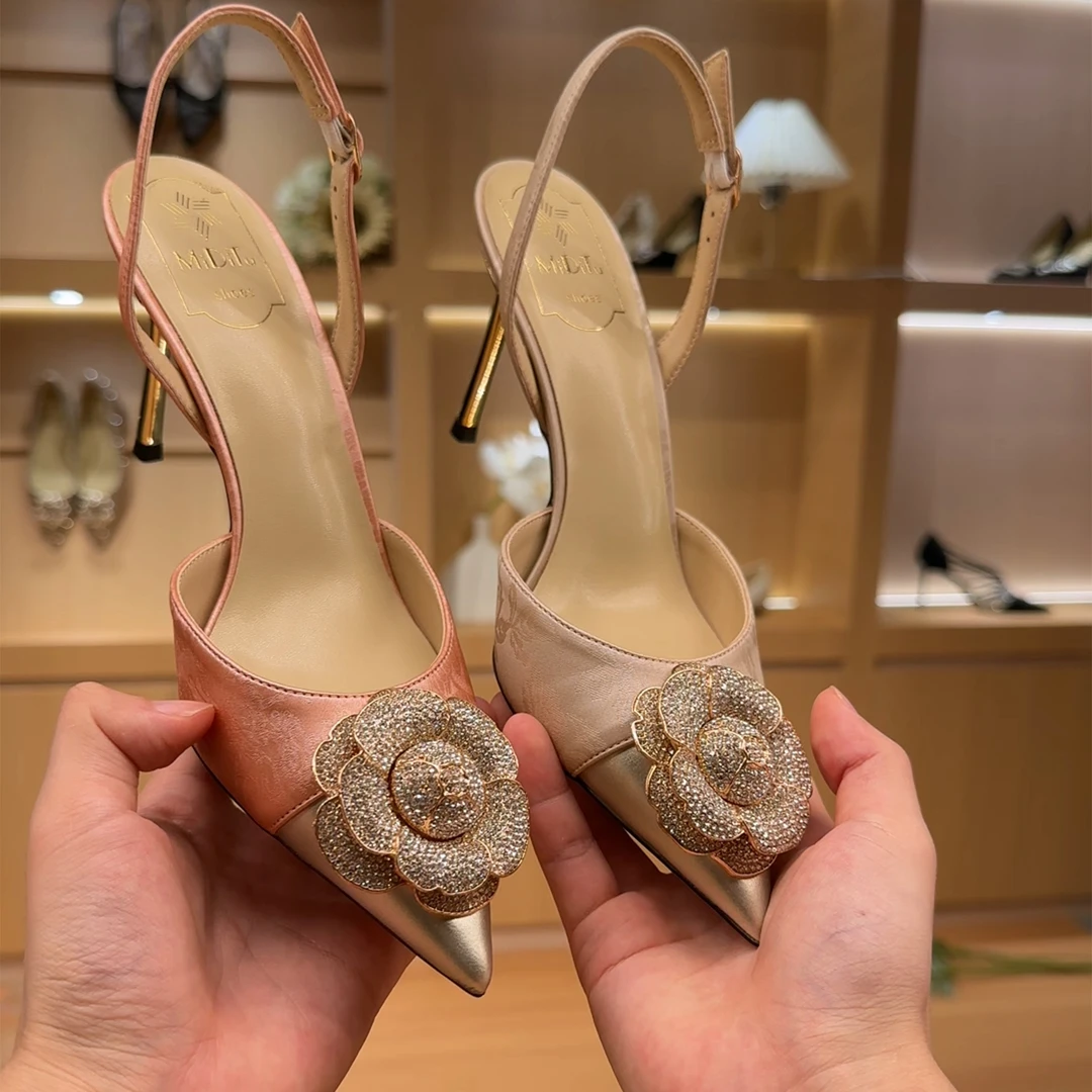 MIDITU/米蒂图 山水钻 2025年夏季新款凉鞋尖头高跟鞋细跟