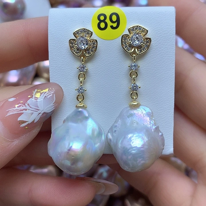 淡水珍珠耳饰银S925镶嵌