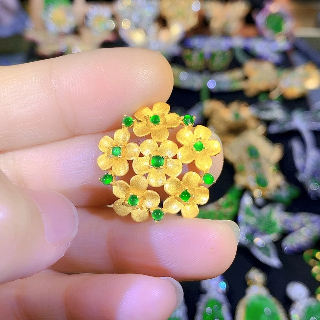 颈饰银S925镶嵌翡翠