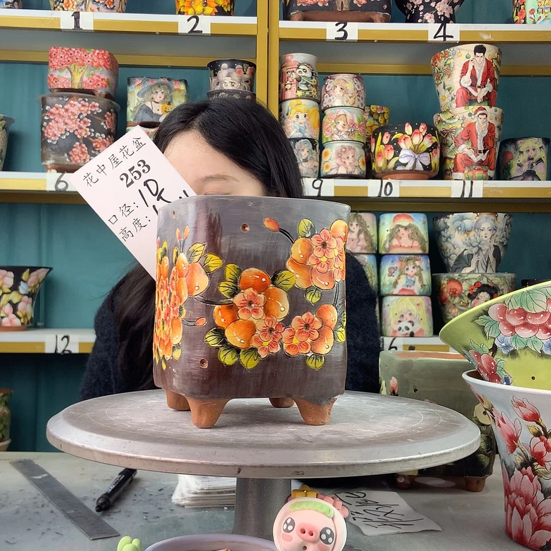 陶景德镇手工花盆253