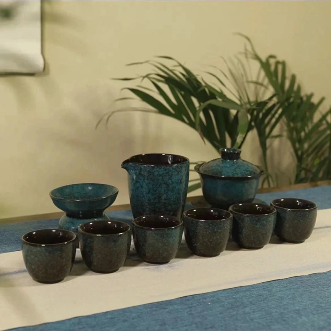 A 11精美茶具家用高档黑色手工三才款式