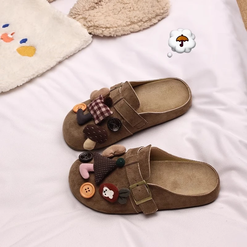 厚底勃肯鞋半拖女款2025新款爆款外穿防滑包头半包拖鞋时尚一脚蹬