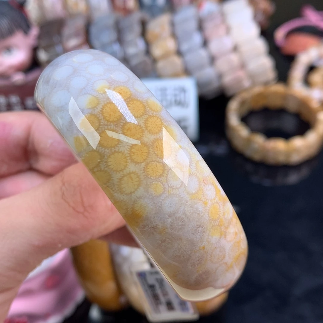 【闪购商品】颈饰未镶嵌硅化珊瑚（珊瑚玉）70号海胆花花57.6圈