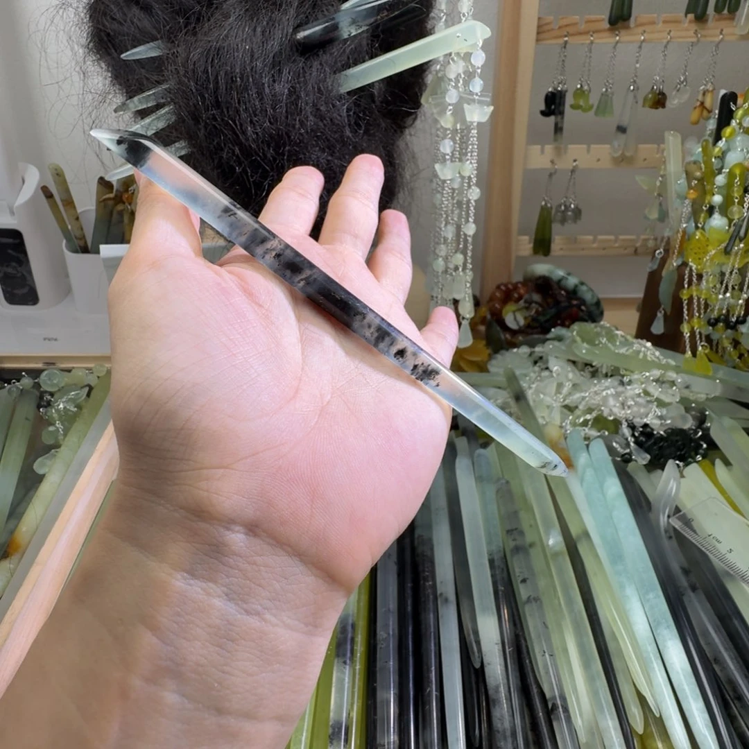 蛇纹石玉合金发饰