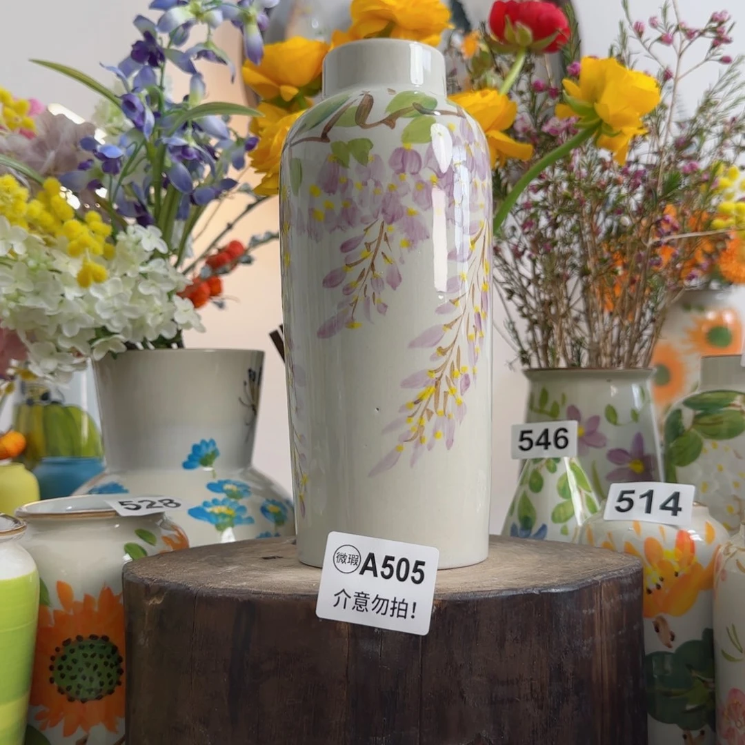 摆件景德镇陶瓷手绘小花瓶摆件无孔