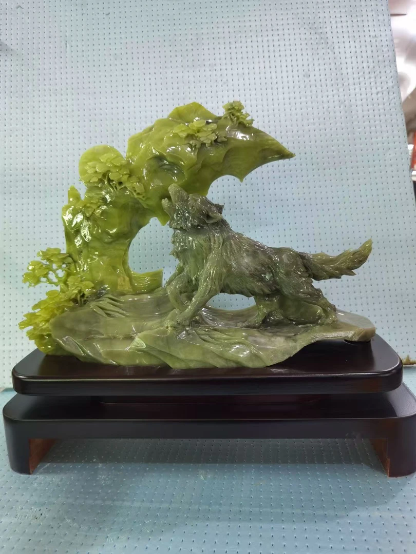 孤狼望月，狼道摆件