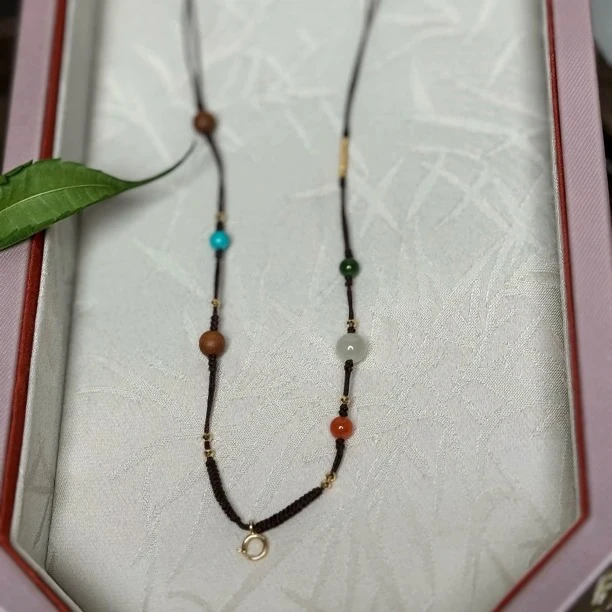 【寄相思】天然和田玉+18K金多宝万能编绳项链