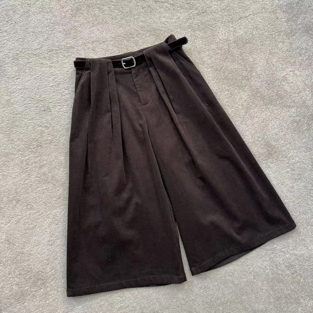 秋季新款复古宽松七分裤女极简老钱风休闲百搭阔腿裤子52250027