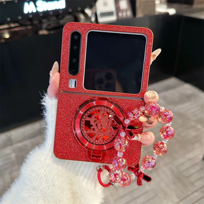 guyo转盘發支架适用于华为purax折叠手机壳喜庆补妆镜pocket2斜挎