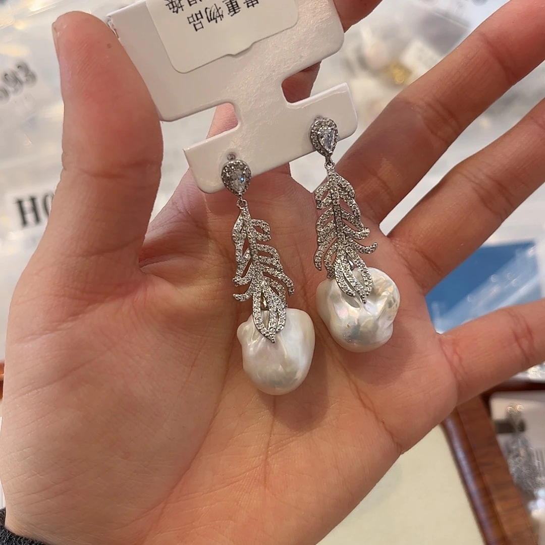 淡水珍珠耳饰合金