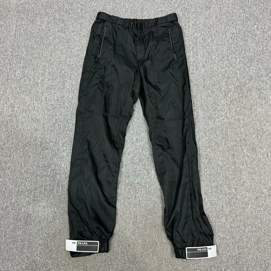 99新 Prada/普拉达 11759370 黑色尼龙魔术贴运动裤 46码