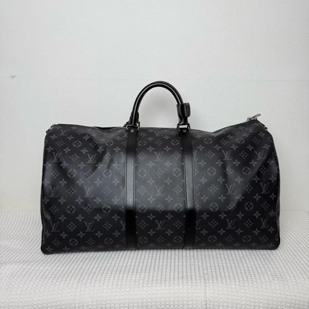 99新 LouisVuitton/路易威登 5933/时尚经典黑花keepall55旅行包
