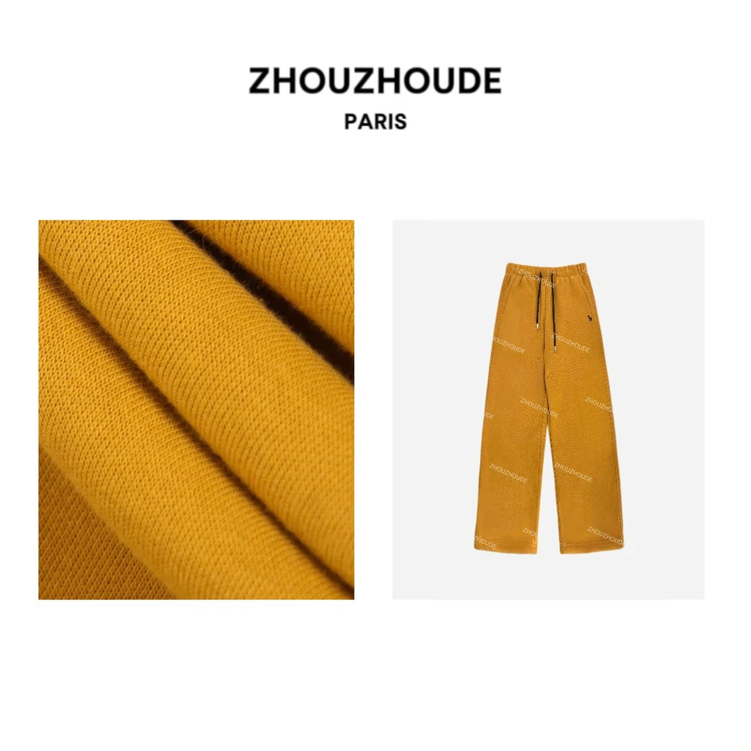 ZHOUZHOUDE【老钱卫裤】重工加绒加厚极简感抽绳刺绣标显瘦茧形卫裤