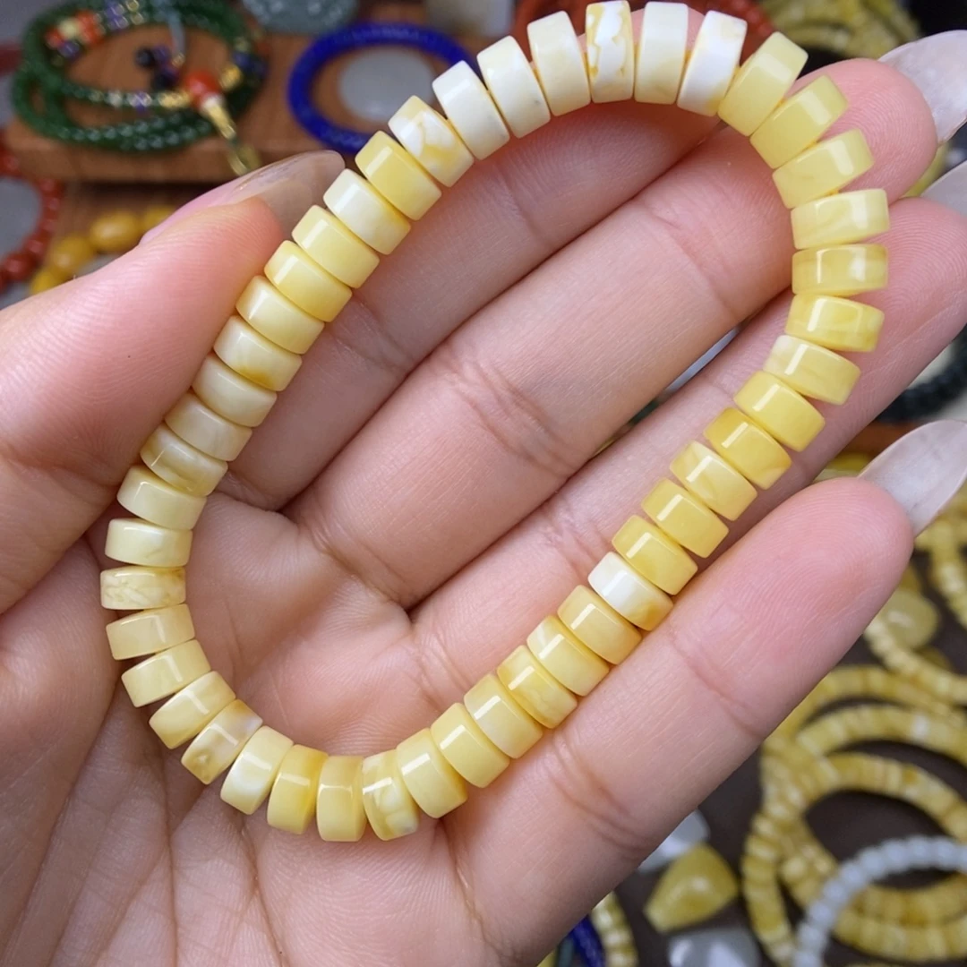 美***生琥珀未镶嵌手链药片卡7