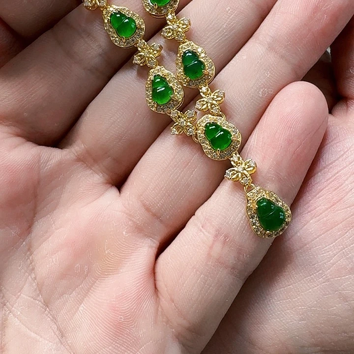 翡翠颈饰未镶嵌福**坤天然A货翡翠放漏