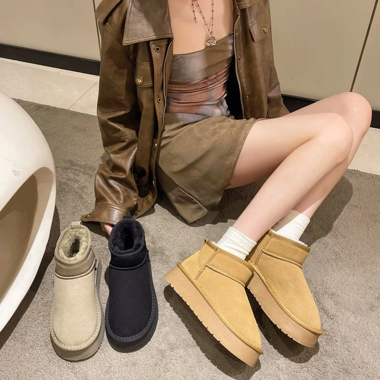 【迪拉专属】冬季加绒加厚经典百搭时尚厚底情侣款雪地靴5867