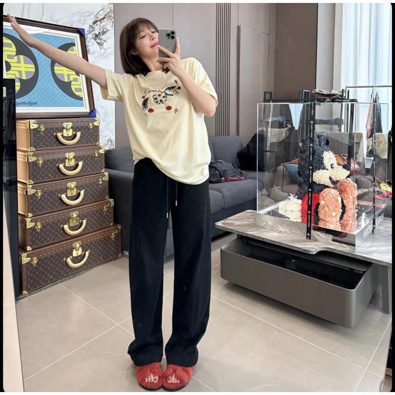 周明星 -【日常遛弯】百搭宽松休闲裤松紧抽绳垂感裤直筒KKH2011