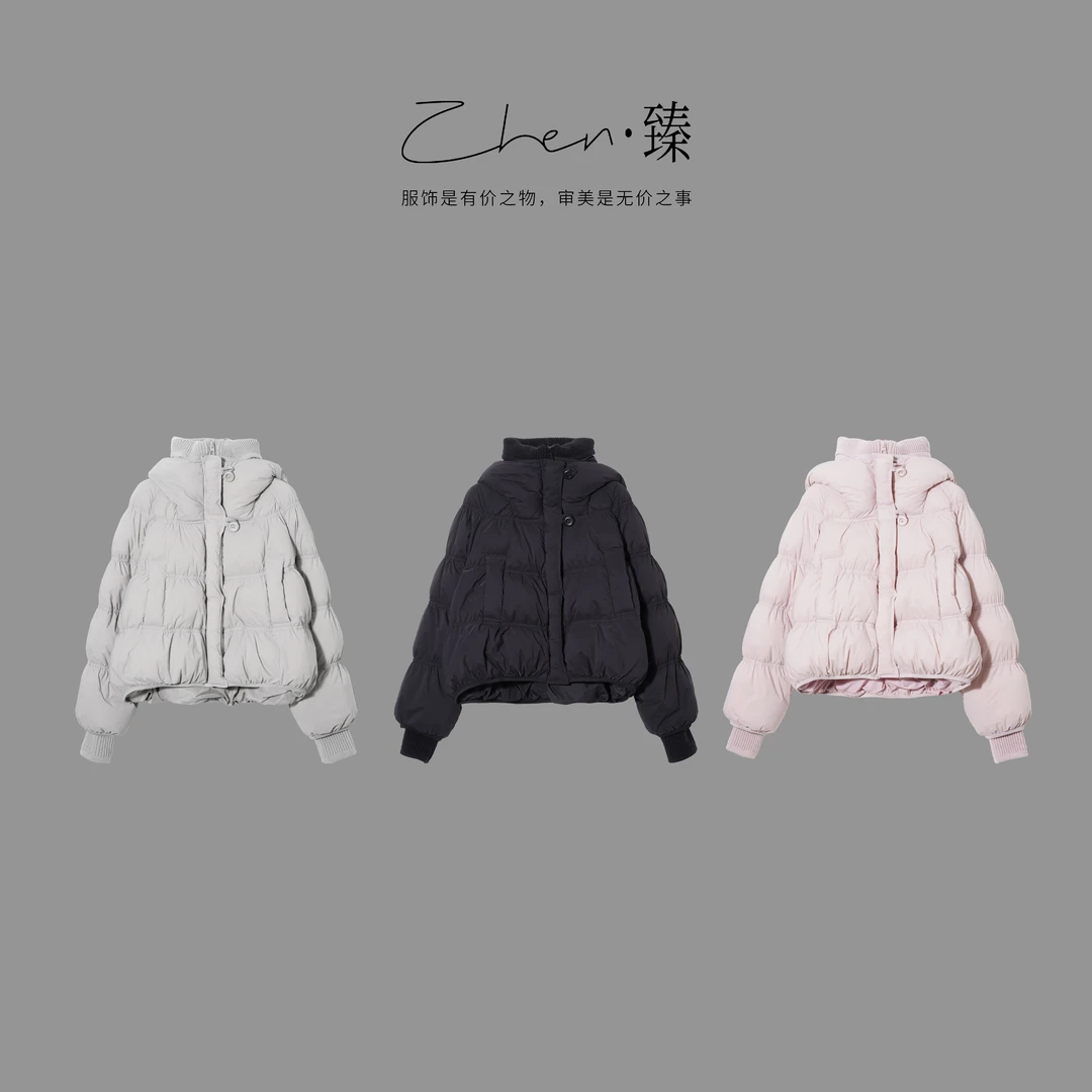 ZHEN.臻 通勤连帽云朵泡泡休闲百搭蓬松保暖羽绒服外套YRF9081Z