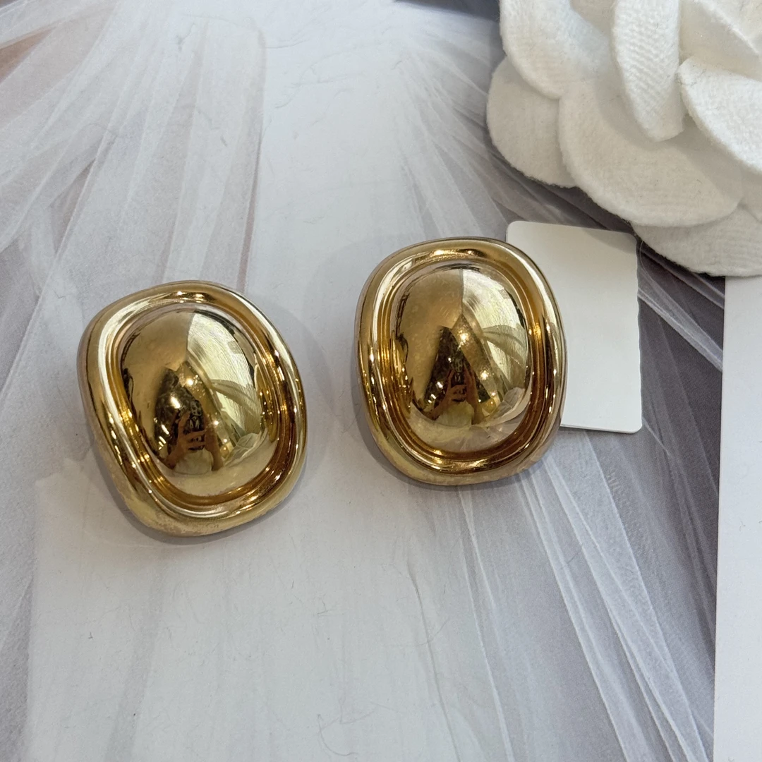 95新 DIOR/迪奥 迪奥光版素金耳夹