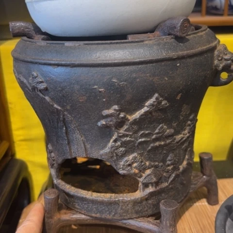 蜜安罐瓷香炉锡茶则