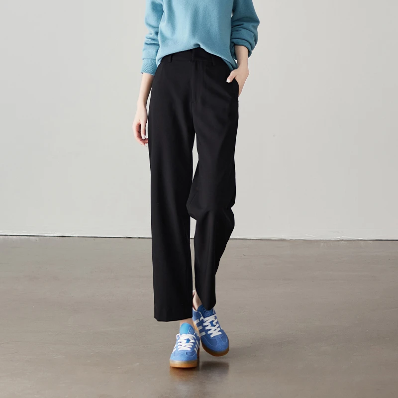 索菲丝尔2025春季休闲九分直筒裤西装裤显瘦高腰通勤女裤511018