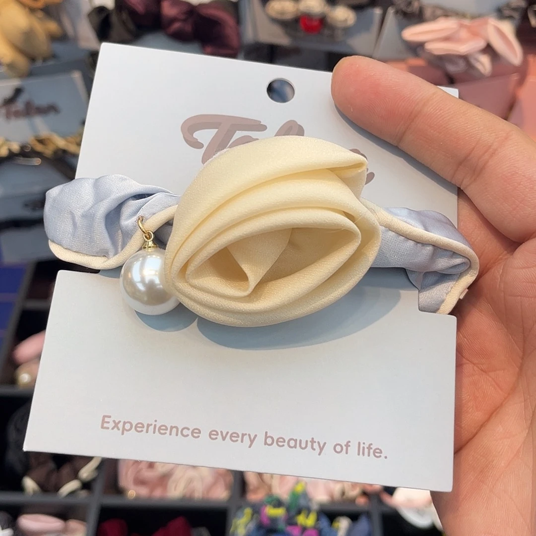 布艺非金属 玫瑰花发圈