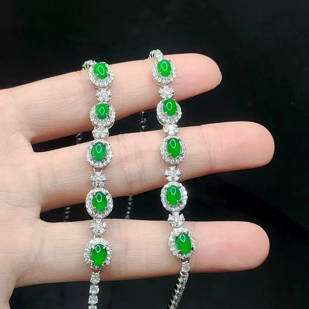 【龙龙严选】翡翠蛋面手链3525【多样性发其一】约6-4mm+