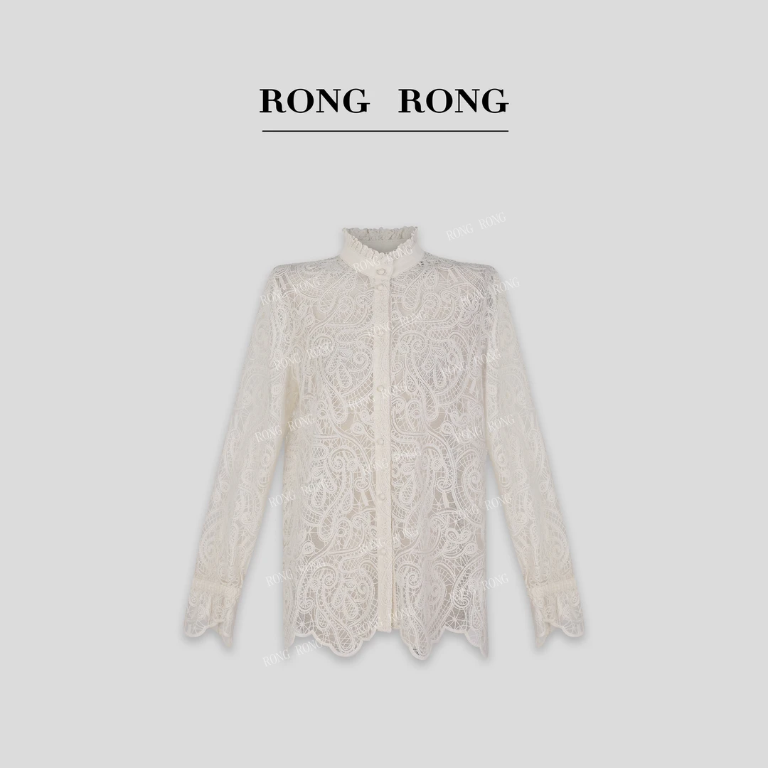 溶溶【南法宫廷】RONGRONG 荷叶边法式复古宫廷风蕾丝衬衫25C61892