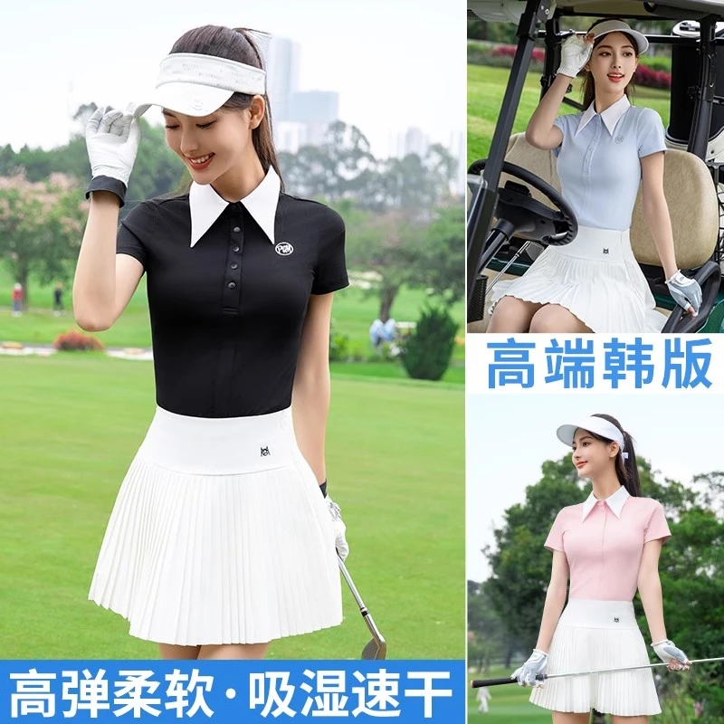 2025新款 高尔夫服装女款短袖春夏女士polo网球衫上衣T恤衣服短裙