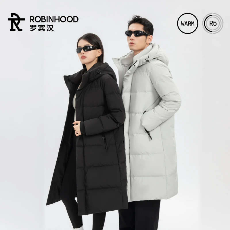 【罗宾汉】冬季运动时尚墨雪三防长款羽绒服-R041Y7007