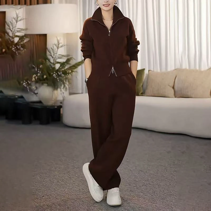 套装女2025秋冬季季新款高端时尚衣阔腿裤两件套潮