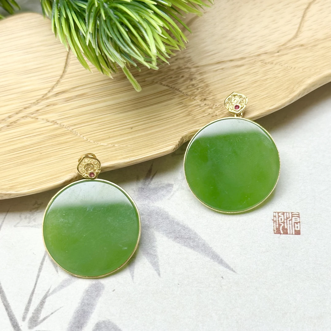 31YJ-和田玉碧玉圆牌吊坠25*2多样性发其一