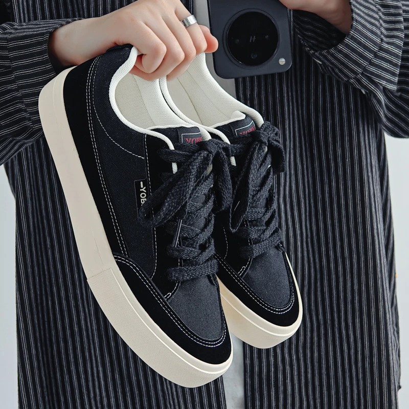YOBN优步干净感痞帅男鞋鞋子男款爆款2025新款增高板鞋帆布鞋百搭