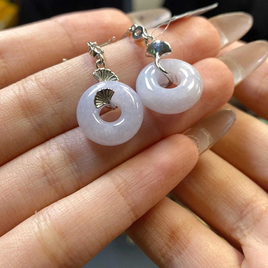 翡翠银S925镶嵌耳饰16408