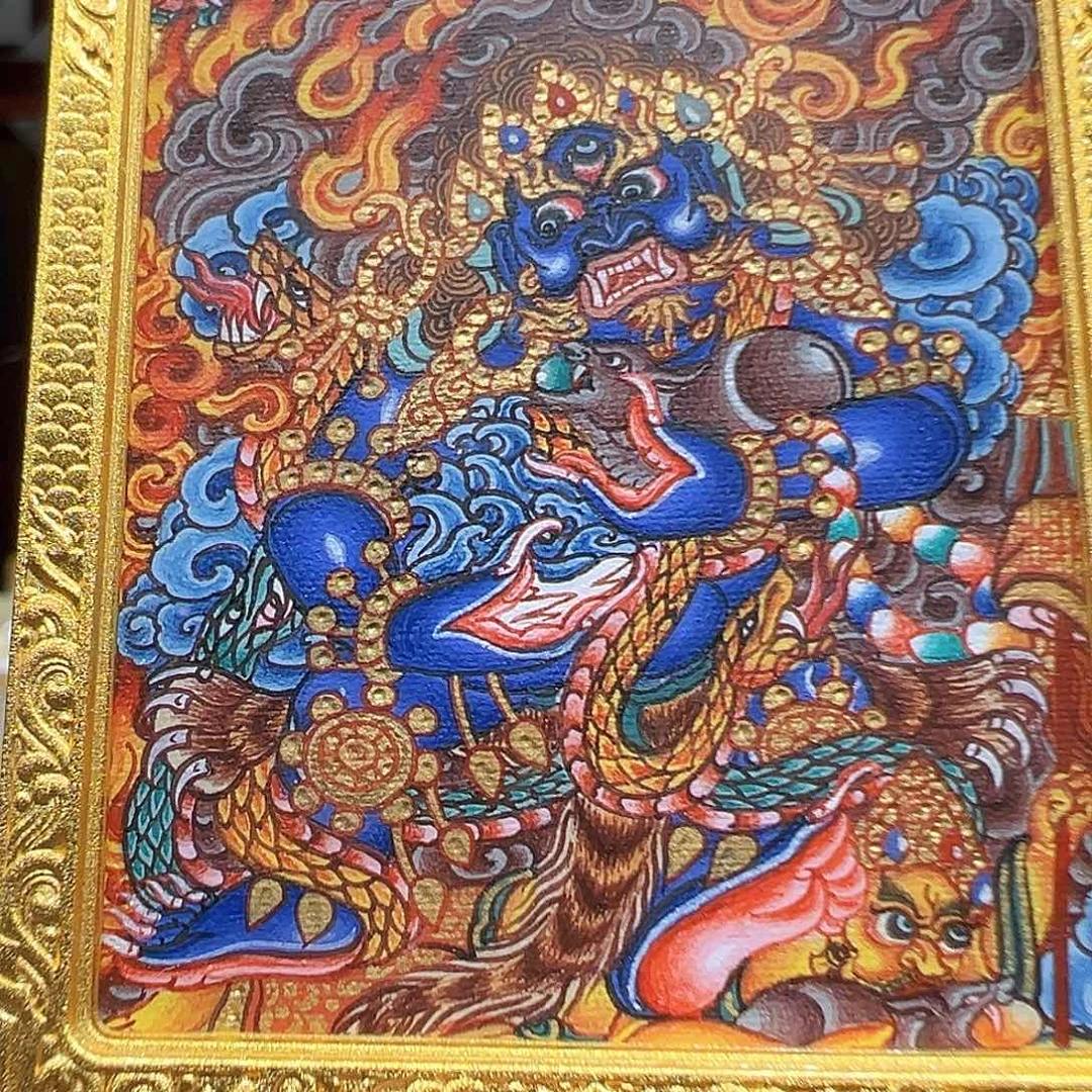 泽***辉吊坠全手绘热贡唐卡黑财神
