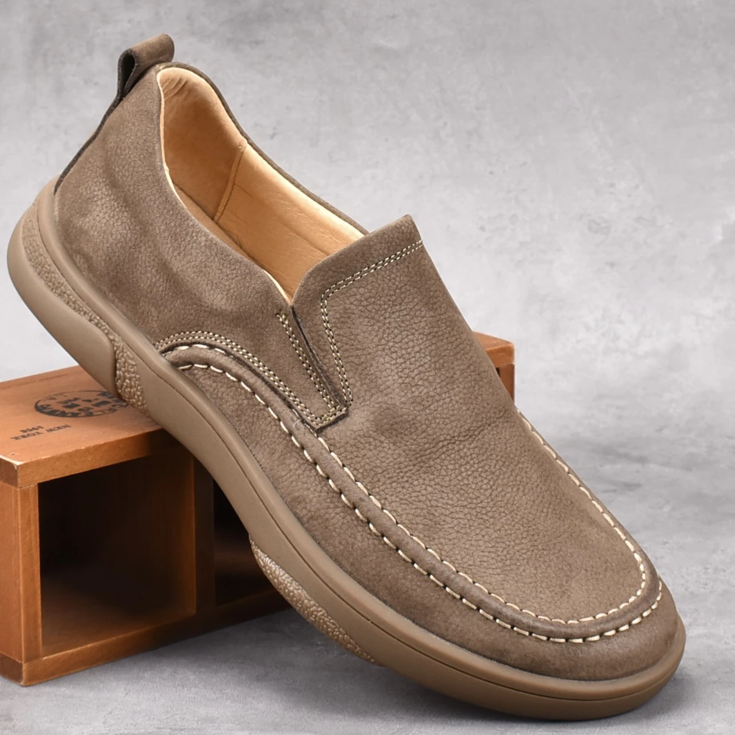 ICCLEK牛筋底高端男鞋时尚休闲皮鞋男款防滑舒适软底男士爸爸鞋