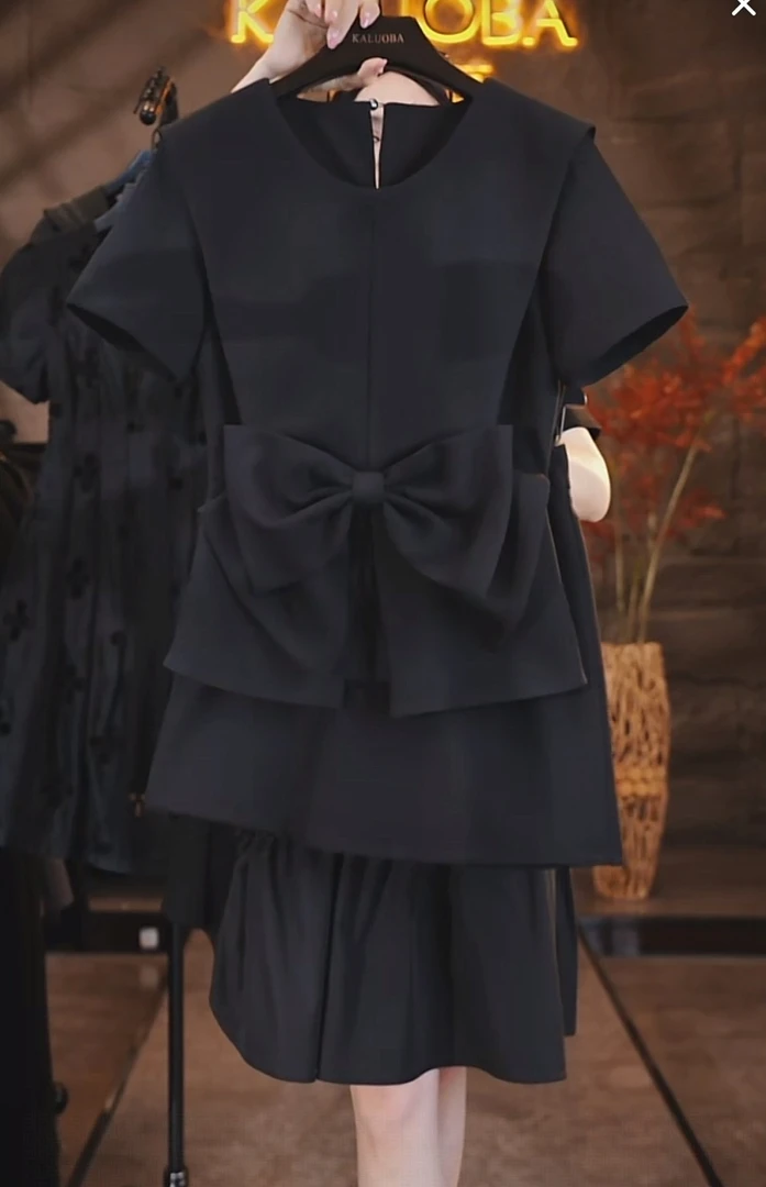 [原创大码设计师款]2025夏季立体蝴蝶结上衣+半身裙套装K3129