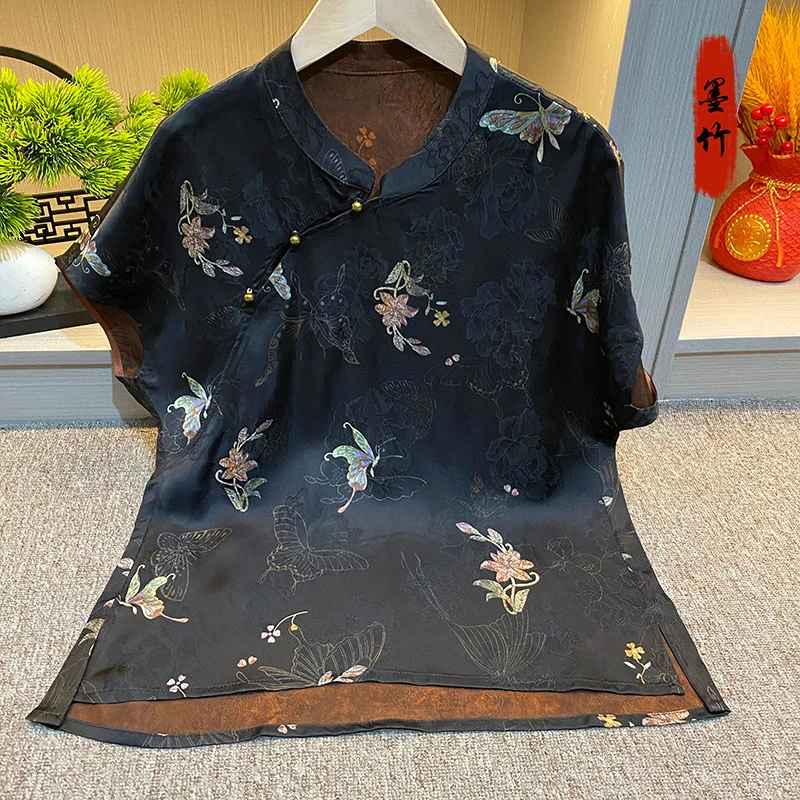 【70053】新中式中国风国潮高级感气质休闲女士上衣百搭提花