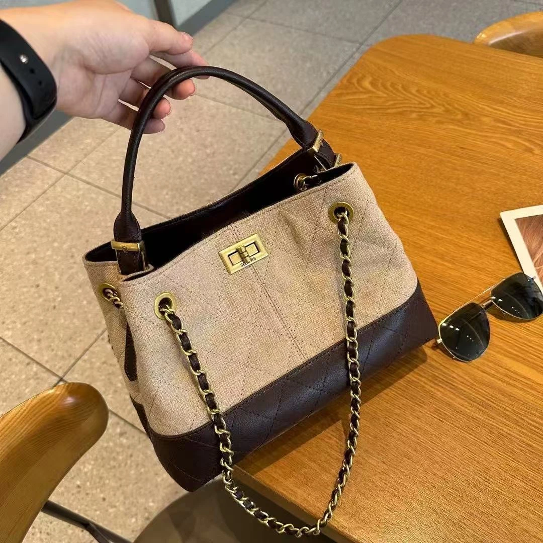 【亚麻托特】 新款时尚轻奢亚麻包手提单肩斜挎包