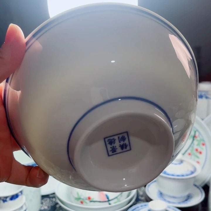 青花玲珑7寸面碗蓝边