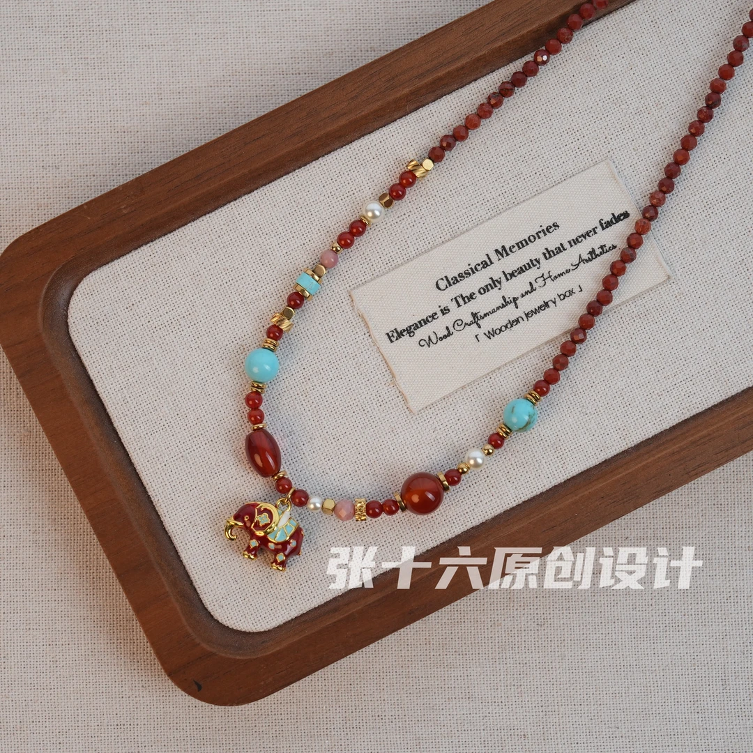 铜合金项链 [红小象]张十六原创设计手工串珠百搭复古小众民族风
