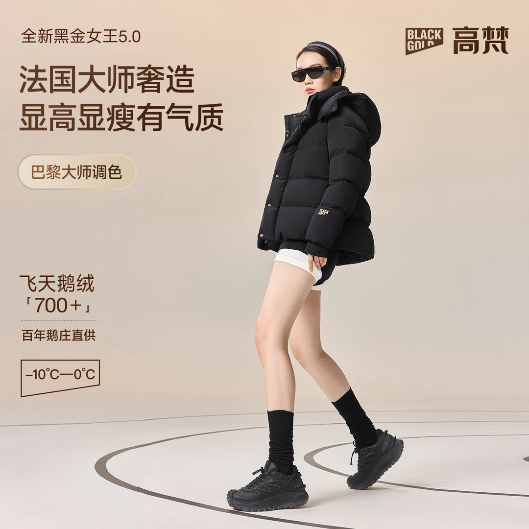 【高梵黑金鹅绒服】动感女王5.0五格哑面防水修身鹅绒服GH251507