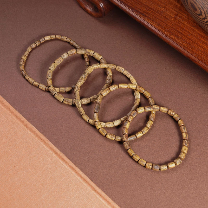 XIANYUAN/仙源海南莺歌绿奇楠沉香随形桶珠单圈手串（多样性发其一