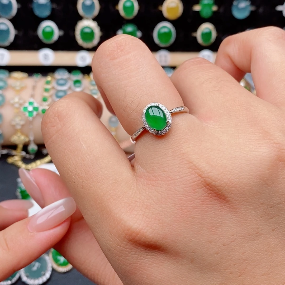 银S925镶嵌戒指翡翠