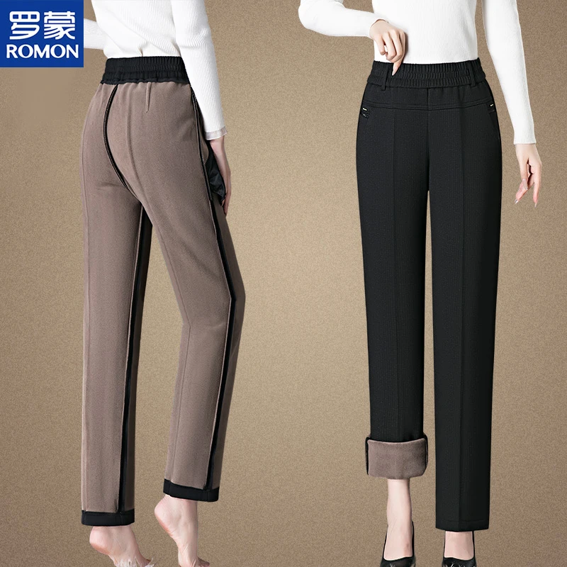 罗蒙中老年女装针织休闲裤2025新款秋装裤子高腰长裤洋气妈妈装